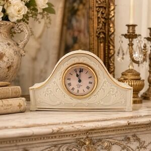 Lenox Grandmillennial French Country Mantel Clock Ivory Porcelain Vintage